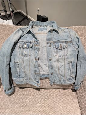 Aeropostale Light Wash Distressed Denim Jacket - Classic Casual